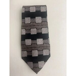 Stafford Executive Men's Silk Black Brown Gray Tan Square Pattern Necktie